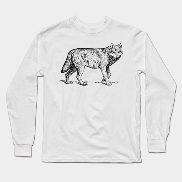 Timber Wolf Long Sleeve T-Shirt by Netdweller